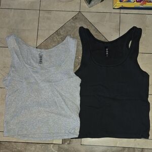 Skims Cotton Rib Tanks Soot and Light Heather Gray Sz 3x - Lot Of Two Tanks
